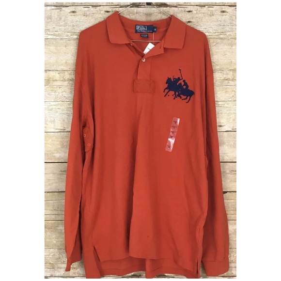 black polo shirt with orange horse